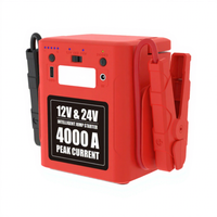 Démarreur universel 12V 24V pour moto, voiture, camion avec charge USB-A, sortie totale 207W, lumière LED, batterie externe 2000A 4000A, urgence
