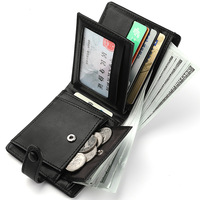 Dompet Pendek Pria Eropa dan Amerika Terbaru 2026 Grosir Retro Horizontal Kancing Multi-kartu Penjepit Uang Receh Pria