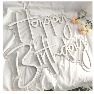 Letrero de neón LED personalizado con letras en inglés, luces decorativas de feliz cumpleaños, <span class=keywords><strong>palabras</strong></span> luminosas para eventos y festivales - Product Image 4