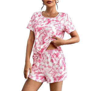 Conjunto de Pijama Deportivo para Mujer, Cómodo, Camiseta de Manga Corta con Pantalones Cortos, Verano, Casual, Transpirable, Corte Holgado, Lavable a Máquina - Product Image 2