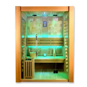 Finland Traditional 2 Person Salt Rock Dry Steam Sauna Rooms with Sauna Stove