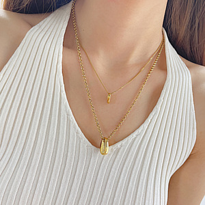 Colliers ras de cou en chaîne à double rangée, bijoux de luxe hypoallergéniques en alliage de zinc et acier inoxydable 316L, plaqués or 18 carats - Product Image 4