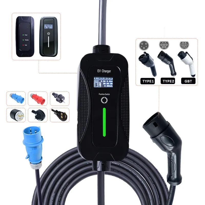 OEM ODM 3.5kw 7kw Portable EV Fast Home Charger Type 2 1 GB/T Level 2 For Electric Car
