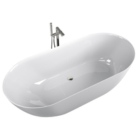 Baignoire moderne autoportante en acrylique blanc, forme ovale, Surface unie, pour hôtel, salle de bain, 1 pièce, populaire