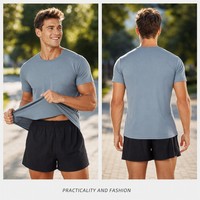 T-Shirt Sportiva da Uomo Personalizzata OEM con Logo Stampato, Anti-Pilling, Traspirante, Morbida, Elasticizzata, di Alta Qualità