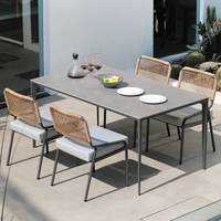Ensemble de mobilier de jardin en aluminium imperméable, moderne et écologique, avec table et chaises en rotin pour cour extérieure - Vente en gros