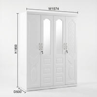 Armoire de rangement moderne pour la maison, 4 portes, design personnalisé, armoire à vêtements pour chambre à coucher, armoire en acier métallique avec miroir
