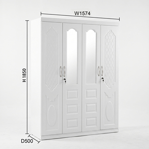Armoire de rangement moderne pour la maison, 4 portes, design personnalisé, armoire à vêtements pour chambre à coucher, armoire en acier métallique avec miroir - Product Image 1