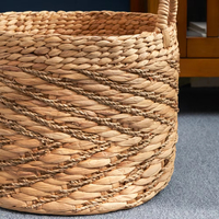 Panier à linge tressé multifonctionnel pour salle de bain, design pliable, personnalisable, en jacinthe d'eau, pour serviettes