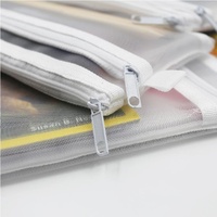 Sac à fermeture éclair A4 A5 A6 taille Double couche maille sac à fermeture éclair Transparent petit dossier de rangement cosmétique voyage sac de rangement