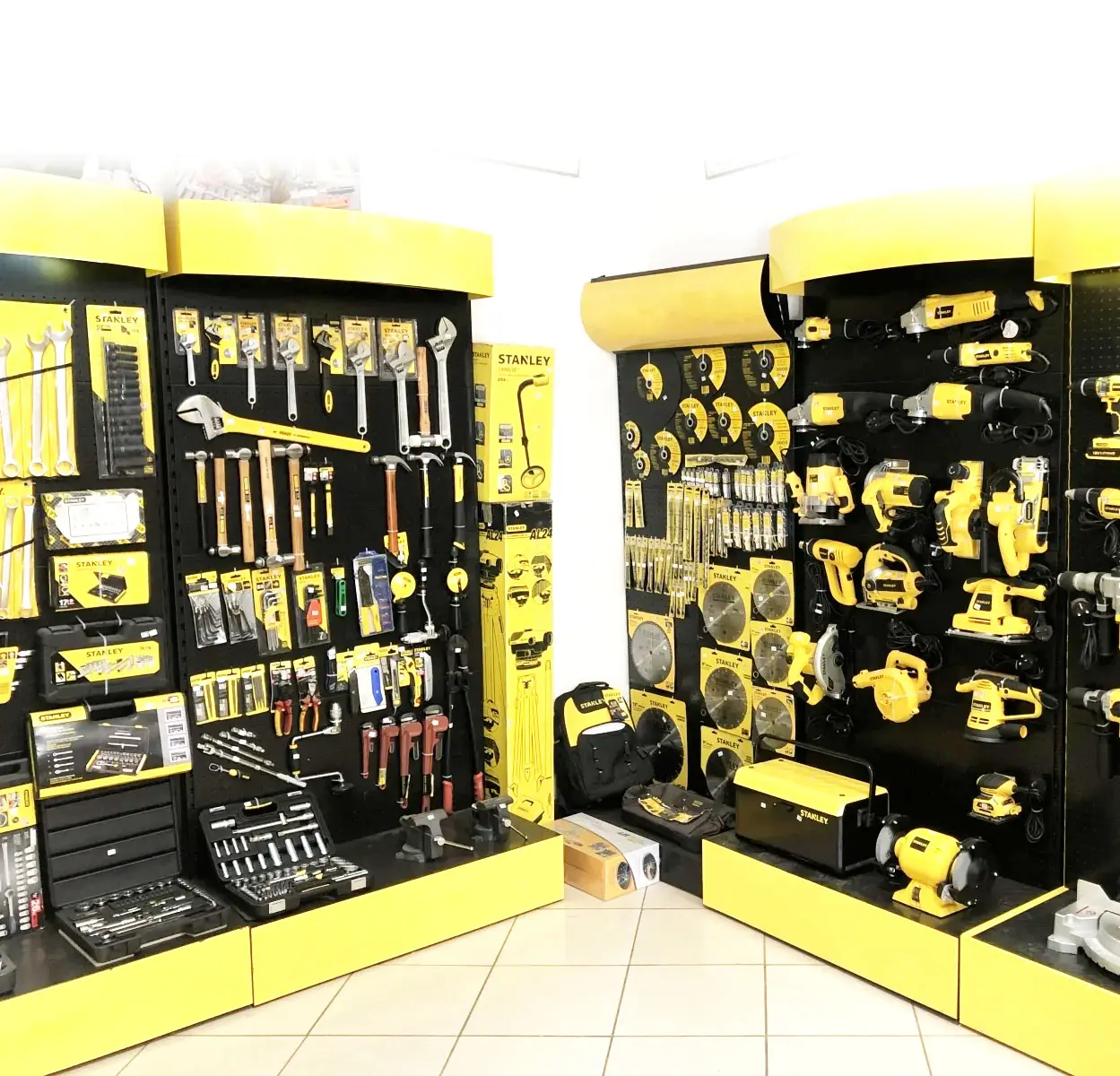 Estante de exhibición de Metal con soporte para tienda de herramientas, herramientas eléctricas de mano