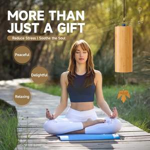 Cinese <span class=keywords><strong>giardino</strong></span> esterno campanelli di vento di bambù con Chakra di cristallo piccolo carillon artigianali in legno con toni profondi calmanti - Product Image 5