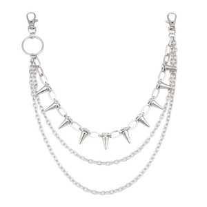 Unisex Waist <b>Chain</b> Zinc Alloy Spike Rivet Multi Layered Casual Hip Hop Punk Accessory For <b>Jeans</b> - Product Image 2