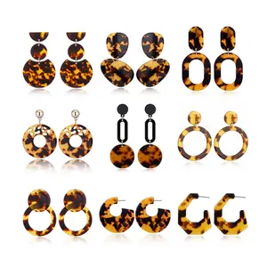 Wholesale cheap leopard tortoise shell earrings various designs brown acrylic acetate earrings small order welcome