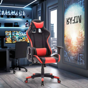 Kostenloser Versand Red Leather Chaise <span class=keywords><strong>Gaming</strong></span> <span class=keywords><strong>Chair</strong></span> 4D Armlehne Faltbare Liege mit Massage funktion für Home Office oder <span class=keywords><strong>Gaming</strong></span> - Product Image 6