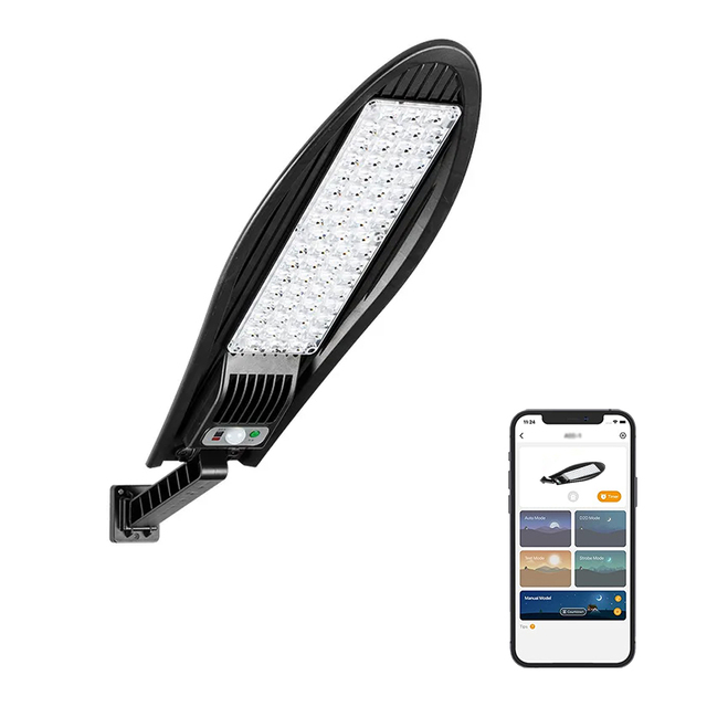 Solar LED Street Light with Motion Sensor and APP Control IP65 Waterproof for Outdoor Garden Wall Safety Lighting