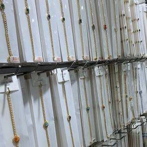 Pulsera de Acero Inoxidable con Baño de Oro PVD de 18K y Piedras Preciosas de Turquesa, Diseño Cubano, para Mujer, Venta al por Mayor - Product Image 1