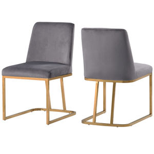 Luxury Modern Home Furniture Upholstered Dining Chair Iron Metal Legs Metal <b>Upholstery</b> 2-Piece Set - Product Image 2