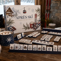 Tuiles de jeu de Mahjong américain Apres Ski, thème station de ski hivernale, sac de transport en acrylique inclus, pour cadeau familial, club, vente en gros, OEM