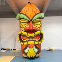 Arco Inflable Gigante de Tiki con LED de 4m*3m, Arco Inflable de Tiki con Logotipo Personalizado para Decoración de Luau Hawaiano/Eventos/Fiestas Tropicales