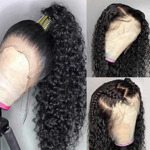 Parrucca da <span class=keywords><strong>donna</strong></span> naturale lunga e cruda brasiliana per <span class=keywords><strong>capelli</strong></span> umani in pizzo frontale ricciolente e ricciolente stile parrucca frontale integrale - Product Image 2