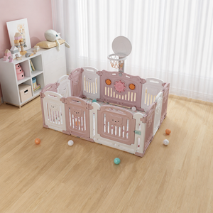 Aire de jeux intérieure extensible pour enfants avec panneaux à motif ours, <span class=keywords><strong>jeu</strong></span> de basket-ball et grande zone de <span class=keywords><strong>jeu</strong></span> pour tout-petits - Product Image 1