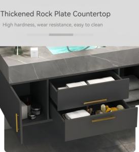 Tocador Baño Lavabo Gabinete Combinación Cerámica Integrada Rectángulo Fino Borde Vanidad Gabinete individual Lavabo de baño - Product Image 5