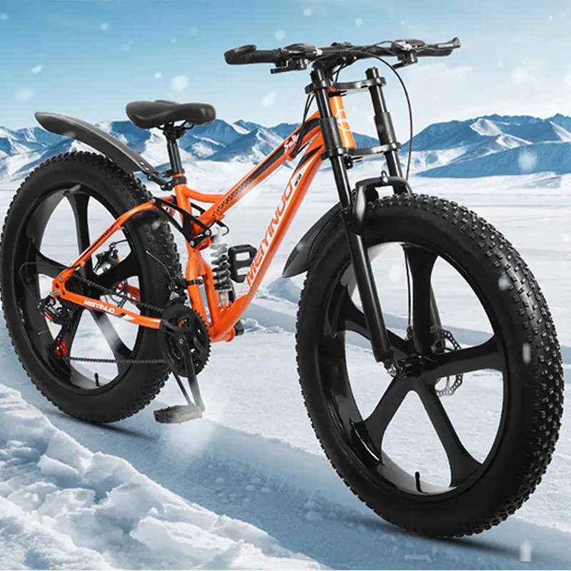 Venda por atacado mountain bike de suspensão completa, 26 polegadas 21 velocidades, neve, praia, bicicleta com pneu gordo