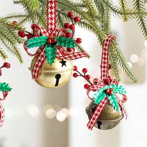 Christmas Tree Festive Decorations New Year's Bow Bell Ornaments with <b>Battery</b> Power Window Display Wind Chimes - Product Image 2