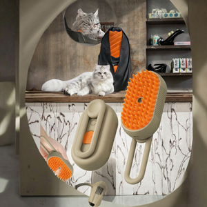 Elecpet Cepillo de Vapor Eléctrico 3 en 1 de Lujo para Gatos, con Pulverizador Anti-salpicaduras, Masajeador y Peine para Aseo de Mascotas, Eliminación de Pelo, Plástico - Product Image 3
