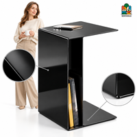 Table d'appoint en forme de C personnalisée OEM avec compartiment de rangement pour canapé, chambre à coucher, bureau, 4 couleurs, table d'appoint en acier inoxydable