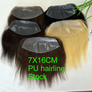 Flequillo Falso Transparente Ultrafino de PU para Hombre, Reparación de Línea Frontal Grande, 7x16cm, Puede Permanecer y Teñirse - Product Image 5