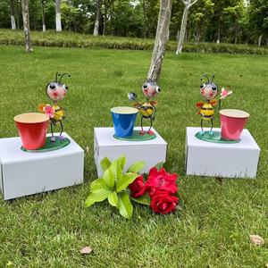 Pot de fleurs en métal créatif exclusif, décoration de dessin animé, conteneur pour plantes succulentes, organisateur de bureau, porte-stylo - Product Image 4