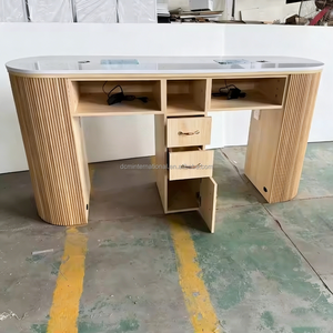 Muebles de Salón de Uñas Personalizados de Fábrica, Mesa de <span class=keywords><strong>Manicura</strong></span> Doble de Madera con Colector de Polvo - Product Image 3