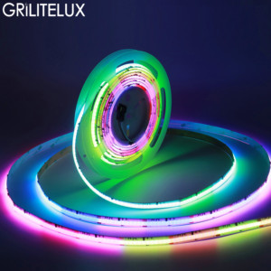 Dotless <b>RGB</b> COB LED Strip DC12V 576LEDs/m 16Pixels 8W/m 62.5mm Cut 10mm PCB for Commercial Cove Lighting - Product Image 1