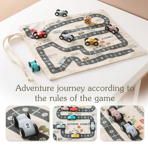 Alfombra de juego educativa de lona para niños con coches de madera para niños de 2 a 4 años, juego de juguetes de aprendizaje sobre el tráfico - Product Image 5