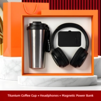 Lot en gros – Mug en titane 3-en-1 avec chargeur sans fil portable et batterie externe – Trio de luxe pour bureau et usage quotidien