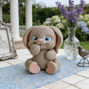 Moule en silicone 3D Lapin aux grandes oreilles couvrant la bouche, design mignon de dessin animé pour bougies, savons, résine, gypse, aromathérapie, artisanat DIY - Product Image 1