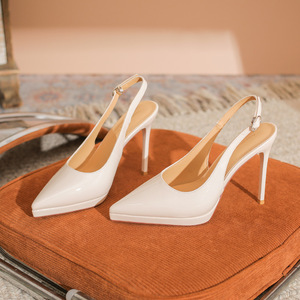 Zapatos de Tacón Alto para Mujer 1086B, Diseño Slingback, Punta en Pico, Tacón de Aguja, Color Sólido, Decoración con Hebilla, Tendencia de Moda - Product Image 1
