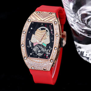 Elegante Reloj Mecánico Automático para Mujer con Forma de Barril, Detalles de Diamantes, Adecuado para Negocios, Ocio, Estilo Lujoso - Product Image 2