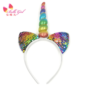 BELLEWORLD vente chaude iridescence en plastique mignon enfants <span class=keywords><strong>licorne</strong></span> corne et oreille bandeau - Product Image 5