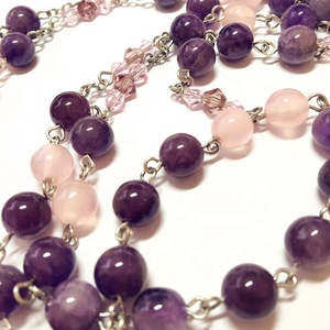 Perline Di Cristallo viola Dei Monili di Colore Rosa di Cristallo Perline <span class=keywords><strong>Fatti</strong></span> <span class=keywords><strong>A</strong></span> <span class=keywords><strong>Mano</strong></span> Collana Croce D'argento Placcato Rosario - Product Image 2
