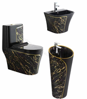 Noir ligne d'or doré impression Design céramique couleur cuvette de toilette salle de bain Inodoros une pièce marbre sanitaire toilette