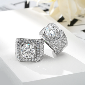 Großhandel Modeschmuck Ringe 1CT 2CT 3CT runde Form Moissan ite Diamant Silber 925 Ringe für Männer - Product Image 2