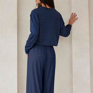 Personalizado rosa <span class=keywords><strong>azul</strong></span> a rayas pareja pijama conjunto de manga larga de algodón ropa de dormir pijama conjunto, pijamas de noche de algodón para las mujeres/ - Product Image 5