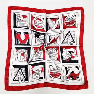Низкая цена 70*70 см Печатный атласный квадратный шелковый шарф на заказ весна-лето искусственный шелковый шарф для женщин