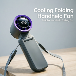 Ventilador de Mano Plegable y Portátil, Diseño sin Aspas, 14000 RPM, Viento Silencioso, Pantalla LED, 135° Ajustable, 100 Velocidades, 18650, para Exteriores - Product Image 1