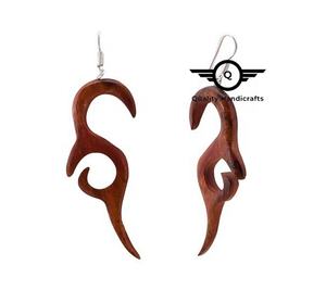 Pendientes colgantes de madera a la moda para mujer, artesanías de alta calidad de la India, accesorios de joyería para mujeres y niñas - Product Image 4