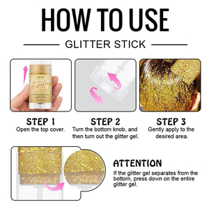 Bâton de paillettes cosmétiques dorées, résistant à la transpiration, <span class=keywords><strong>pour</strong></span> cheveux, <span class=keywords><strong>corps</strong></span> et visage, idéal <span class=keywords><strong>pour</strong></span> les concerts - Product Image 5