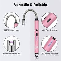 Briquet électrique à arc rechargeable OEM coupe-vent flexible à longue portée avec USB-C pour cadeaux, bougies, cuisinières à gaz et barbecues